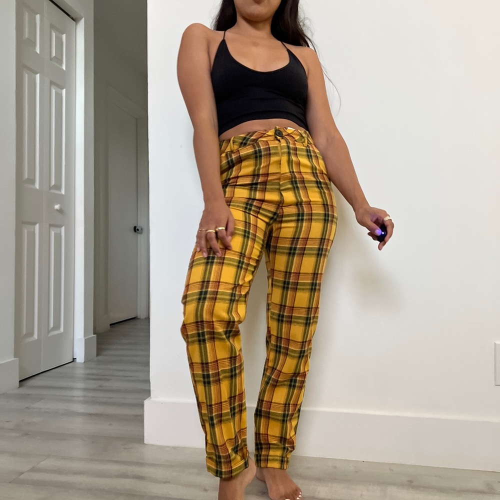 Yellow plaid pants